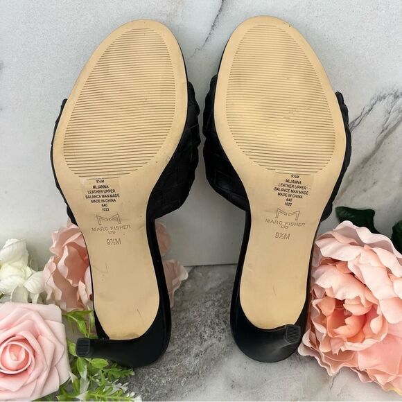 MARC FISHER Janna Knotted Woven Heeled Sandal in Black Leather Size 9.5 NEW - Picture 13 of 16